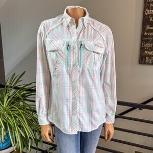 Cabela's Guidewear Women's Pastel Plaid Fishing Shirt Vented UPF 50 - Medium